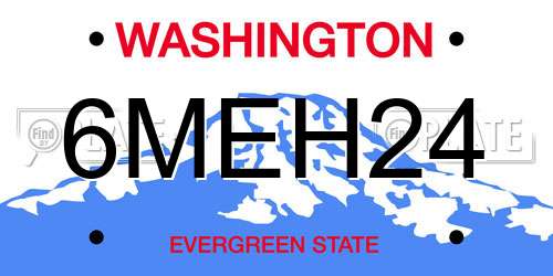 6MEH24 Washington License Plate