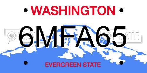 6MFA65 Washington License Plate