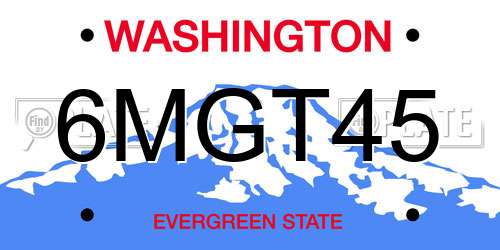 6MGT45 Washington License Plate