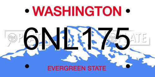 6NL175 Washington License Plate