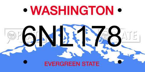 6NL178 Washington License Plate