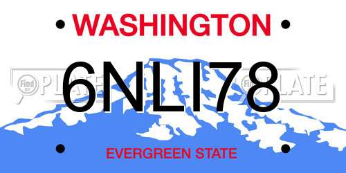 6NLI78 Washington License Plate
