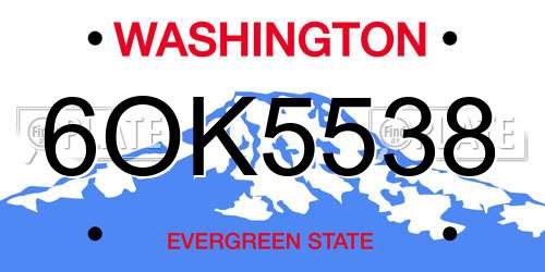 6OK5538 Washington License Plate
