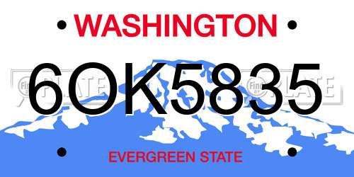 6OK5835 Washington License Plate