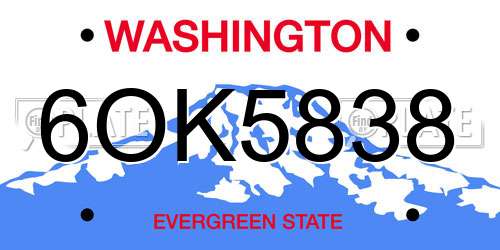6OK5838 Washington License Plate