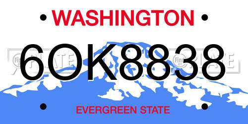 6OK8838 Washington License Plate