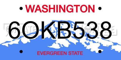 6OKB538 Washington License Plate