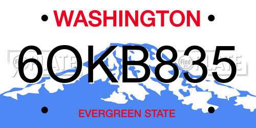 6OKB835 Washington License Plate