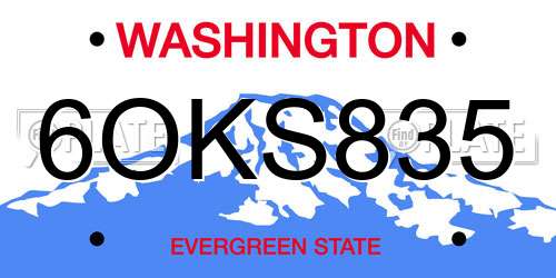 6OKS835 Washington License Plate