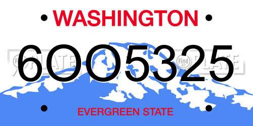 6OO5325 Washington License Plate
