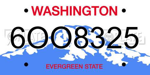 6OO8325 Washington License Plate