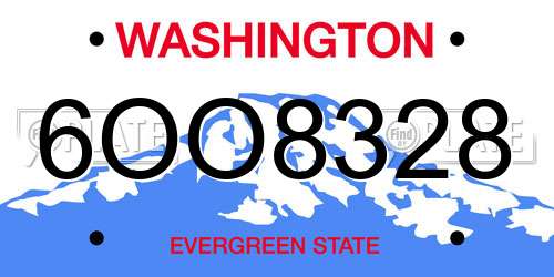 6OO8328 Washington License Plate