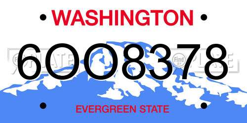 6OO8378 Washington License Plate