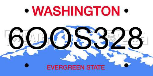 6OOS328 Washington License Plate