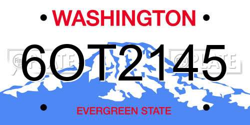 6OT2145 Washington License Plate
