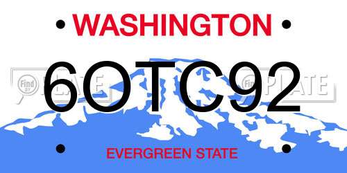 6OTC92 Washington License Plate