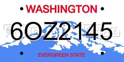 6OZ2145 Washington License Plate
