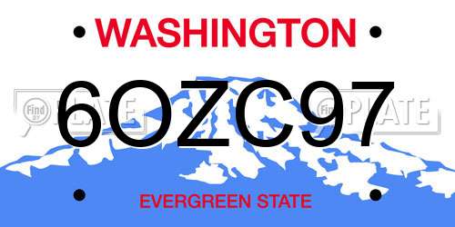 6OZC97 Washington License Plate