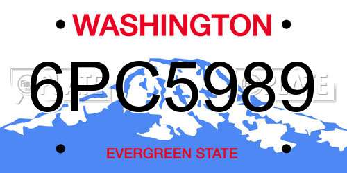 6PC5989 Washington License Plate
