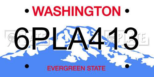6PLA413 Washington License Plate