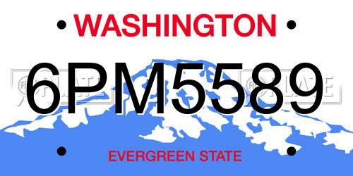 6PM5589 Washington License Plate