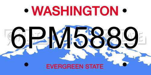6PM5889 Washington License Plate