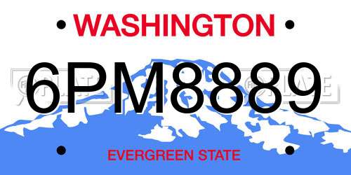 6PM8889 Washington License Plate