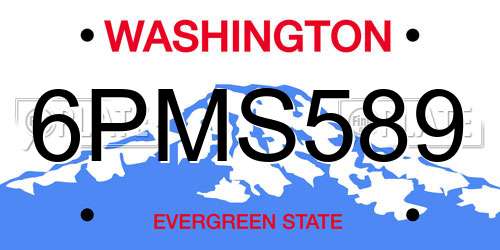 6PMS589 Washington License Plate