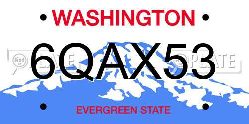 6QAX53 Washington License Plate