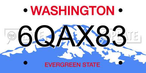 6QAX83 Washington License Plate