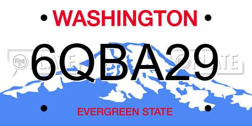 6QBA29 Washington License Plate