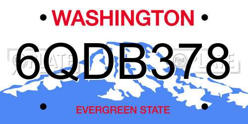 6QDB378 Washington License Plate