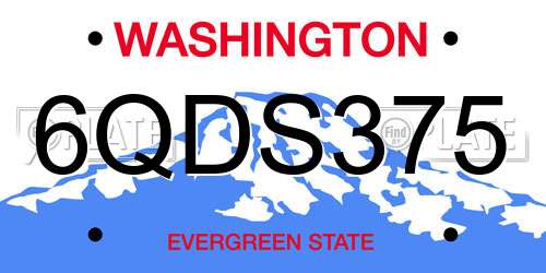 6QDS375 Washington License Plate
