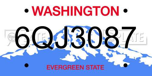 6QJ3087 Washington License Plate