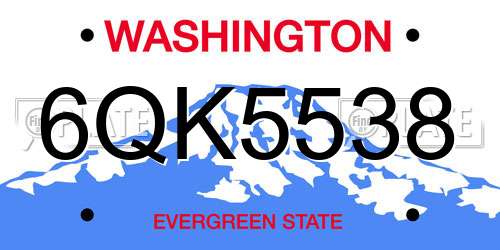 6QK5538 Washington License Plate