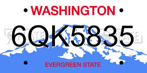 6QK5835 Washington License Plate