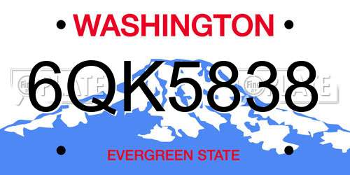 6QK5838 Washington License Plate