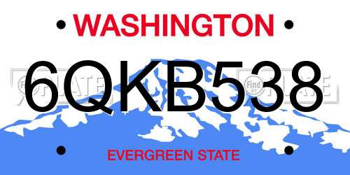 6QKB538 Washington License Plate