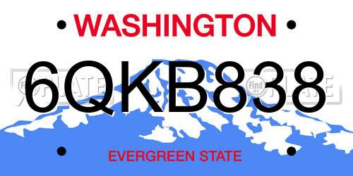 6QKB838 Washington License Plate