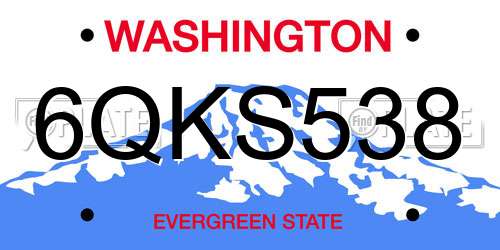 6QKS538 Washington License Plate