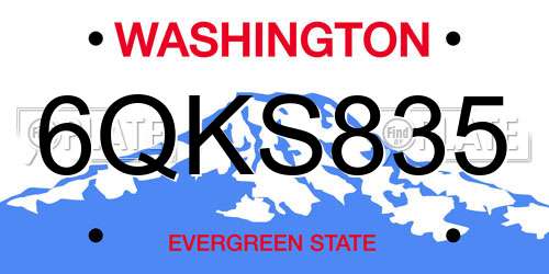 6QKS835 Washington License Plate