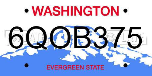 6QOB375 Washington License Plate