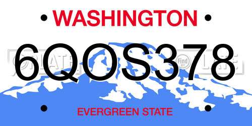 6QOS378 Washington License Plate