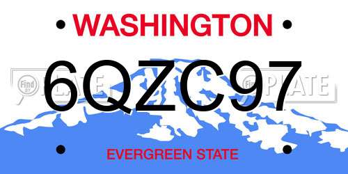 6QZC97 Washington License Plate