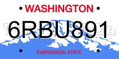 6RBU891 Washington License Plate
