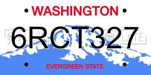 6RCT327 Washington License Plate