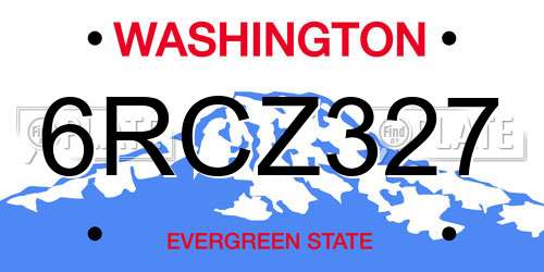 6RCZ327 Washington License Plate