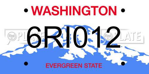6RI012 Washington License Plate