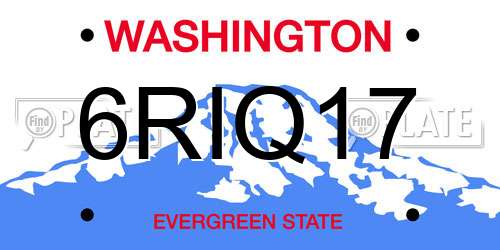 6RIQ17 Washington License Plate