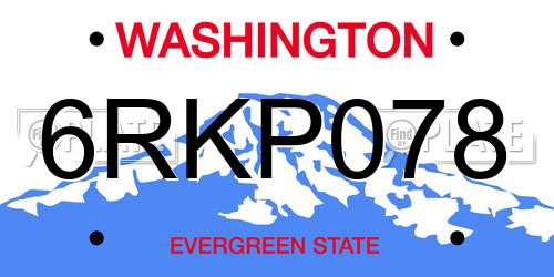 6RKP078 Washington License Plate